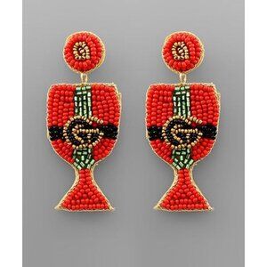 Red GG Belted Wine Glass Earrings